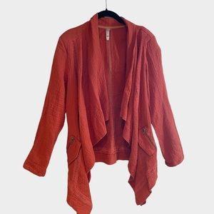 Monoreno Open Front Waterfall Cotton Jacket Burnt Orange Size L